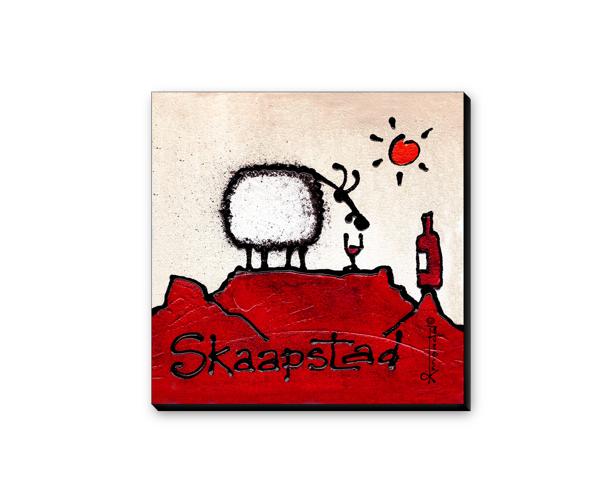 Skaapstad block-mounted print